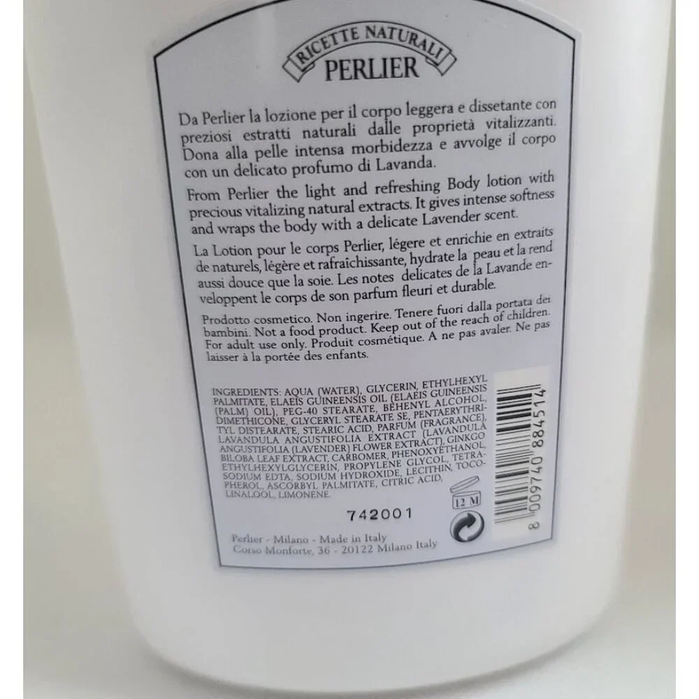Perlier Natural Recipe Lavender Lotion Bath Shower Gel Set 16.9oz Made in Italy